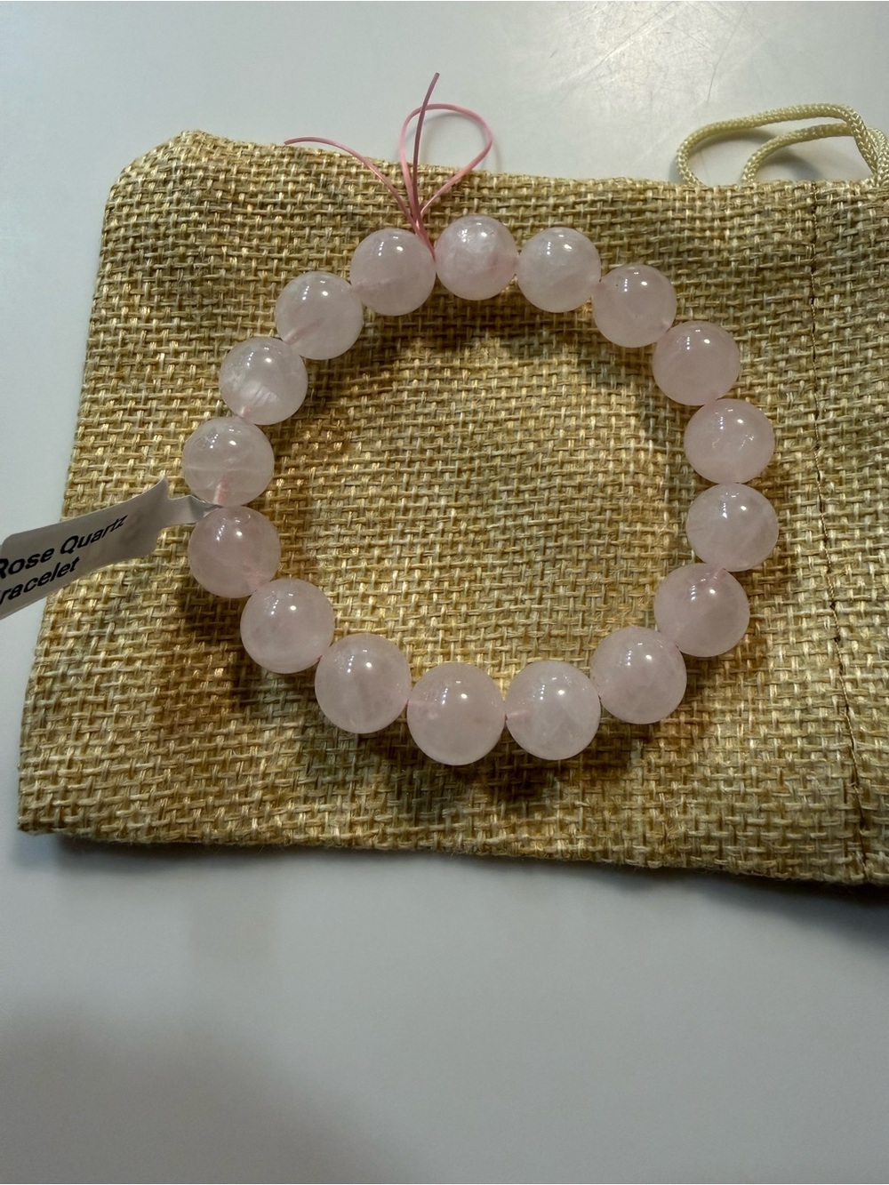Rose Quartz Beaded Stretch Bracelet Pink